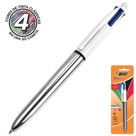 Caneta Esferografica Metallic X Retratil Mm Cores Classicas Bic