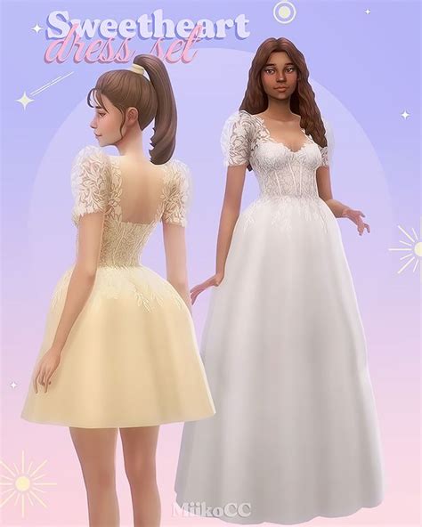 Sweetheart Dress Set Miiko On Patreon Sims Wedding Dress Sims