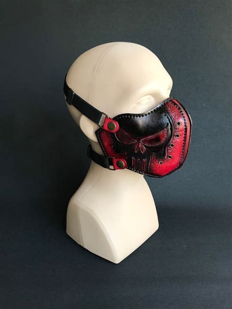 Punisher Skull Motorcycle Mask Custom Leather Biker Mask Etsy