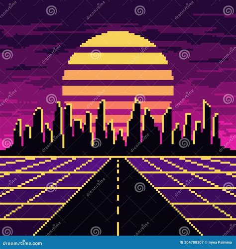 Pixel Art Road Cartoon Vector Cartoondealer