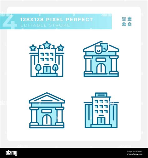 Editable Blue Building Icons Set Stock Vector Image Art Alamy