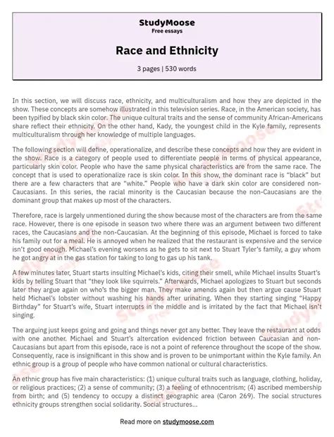 Race And Ethnicity Free Essay Example