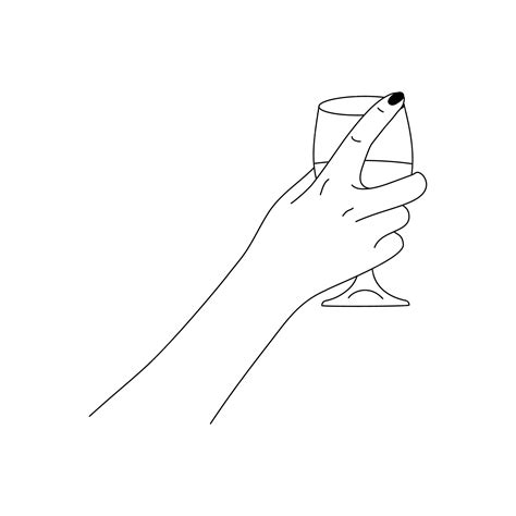 Premium Vector Womans Hand Holds A Glass Of Wine In A Minimal Trendy