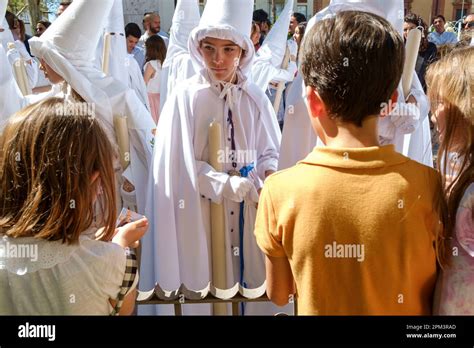 Seville Spain Holy Week Or Semana Santa Children Are Given Sweets