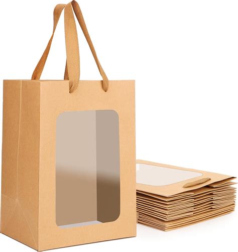 Eusoar Kraft Paper Bags 10 Packs T Bags With Handles 180gsm