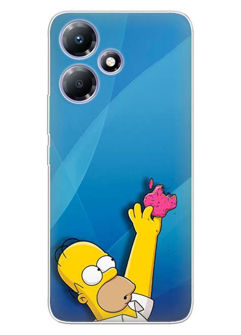 Бампер для Infinix Hot i The Simpsons СімпСоні Гомер Сімпсон тримає логотип Apple у стилі донату