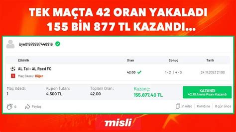 Tek maçta 42 oran yakaladı 155 bin 877 TL kazandı 90 da atılan