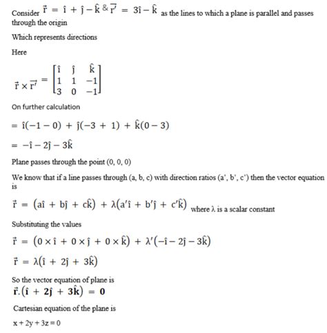 Find The Vector And Cartesian Equations Of The Plane Passing Through The Origin And Parallel To