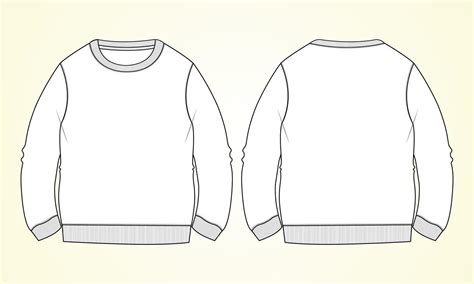 Round Neck Long Sleeve Sweatshirt Overall Fashion Flat Sketch Technical Drawing Vector Template