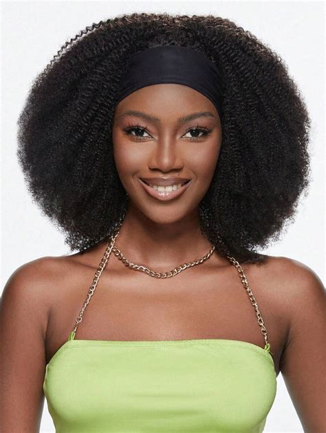 Afro Kinky Curly Headband Wigs Human Hair Wear Go Jerry Curly Human