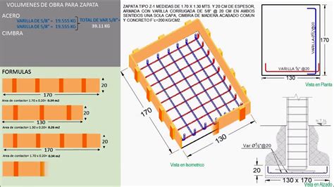 Calcular Volumen De Acero Concreto Y Cimbra Para Zapata YouTube