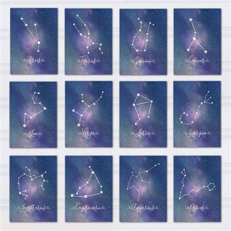 Constellation Table Numbers Printable Zodiac Wedding Decor Galaxy