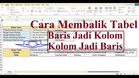 Cara Membalik Tabel Baris Menjadi Kolom Atau Kolom Menjadi Baris Di