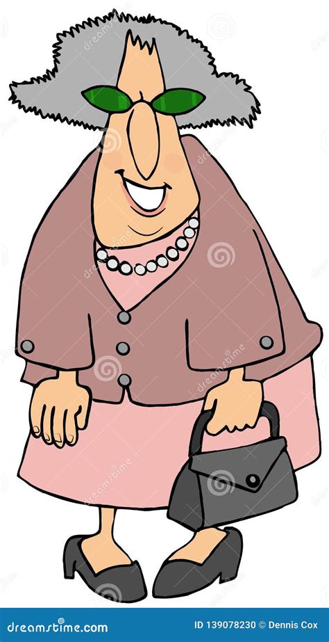 Old Woman Dressed In Shoes Of Pink Stock Illustration Illustration Of