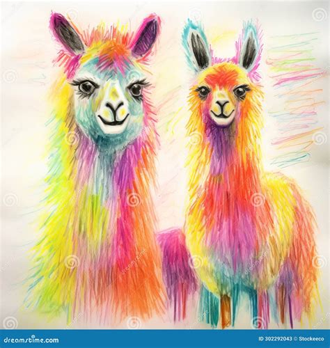 Colorful Llama Sketches by Artist Annamaria Karolata: Acidic and Luminous Speedpainting Stock ...