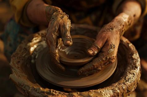 Premium Photo Closeup Of Hands Shaping Clay Into Pottery On A Po