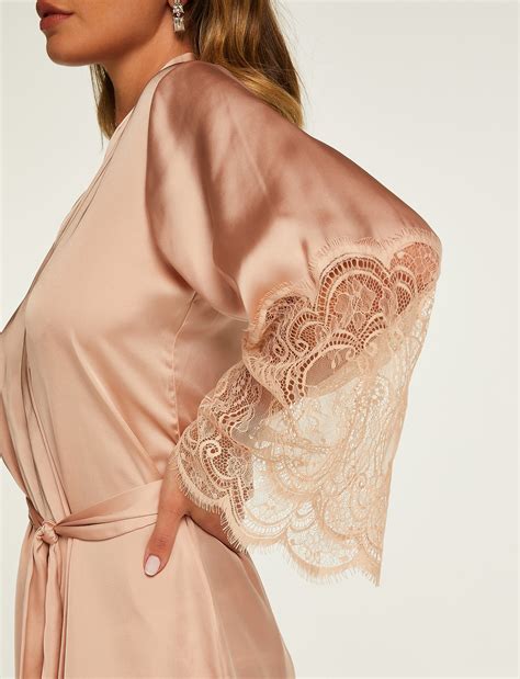 Hunkem Ller Kimono Satin Lace Kimonos Boozt