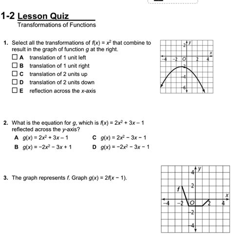 Solved Complete Answer Choices 1 2 Lesson Quiz Transformations Of