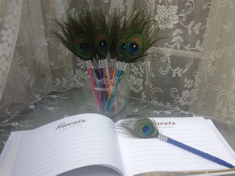 Peacock Feather Favor Pens With Bling In Your By Ivyndell