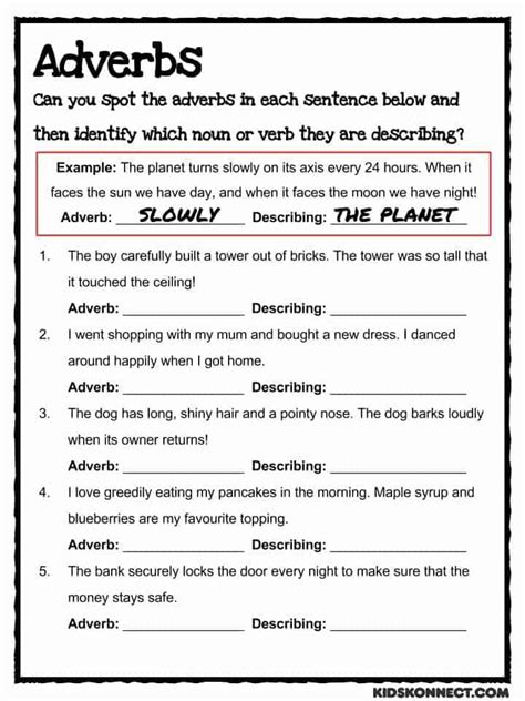 Free Adverb Worksheets