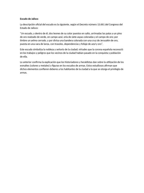 Escudo De Jalisco Simbolos De Jalisco Pdf