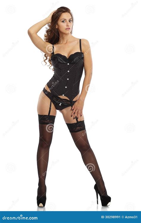 Black Lingerie Portrait With High Heels Stock Image Image Of Gorgeous Beauty