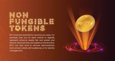 Futuristic Nft Non Fungible Tokens Banner Concept With Gold Coin And