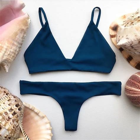 New Bikinis Women Thong Swimwear Sexy Triangle Micro Push Up Bikini Set