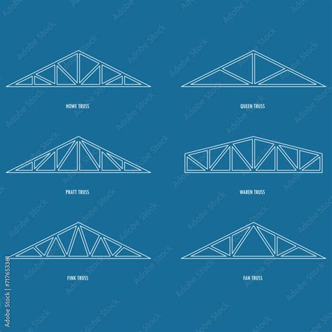 Roof Metal Trusses Constructions Set Of Roofing Steel Frames Vector