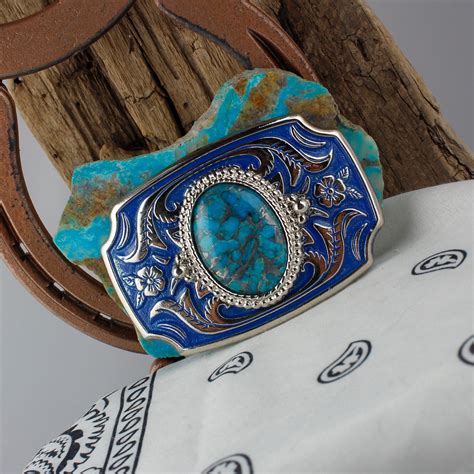 Mohave Blue Turquoise Buckle Western Belt Buckle Cowboy Etsy