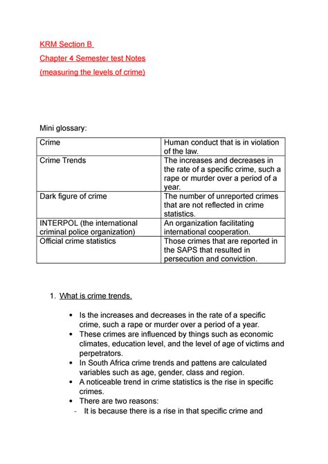 KRM Section B KRM Section B Chapter 4 Semester Test Notes Measuring