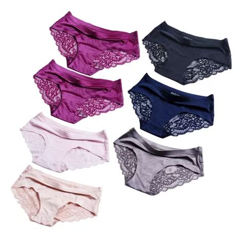 7pcs Bragas Transpirables De Encaje De Seda Hielo Para Mujer Meses