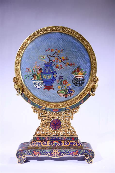 51bidlive A Large Cloisonne Enamel Table Plaque