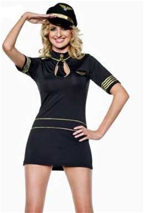 Damen Kostüm SEXY BLACK PILOT Kapitän Stewardess Karneval M L