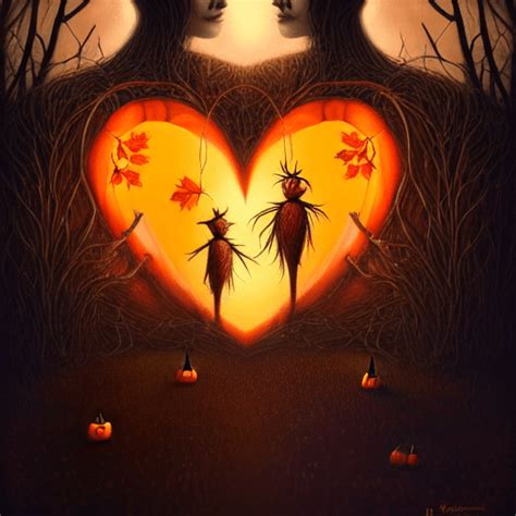 Autumn Pumpkin Scarecrow Couple In Love Creative Fabrica