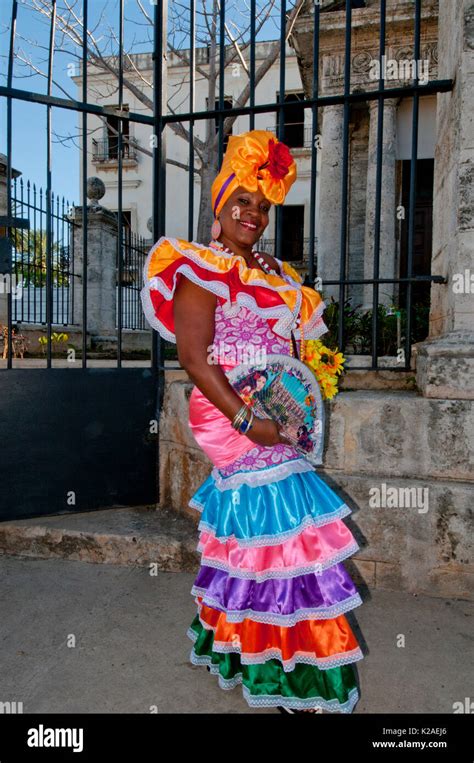 Cuban woman wearing traditional cuban costume hi-res stock photography ...