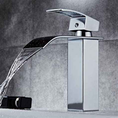 Bathroom Waterfall Basin Sink Faucet Single Hole Vanity Faucet Polished