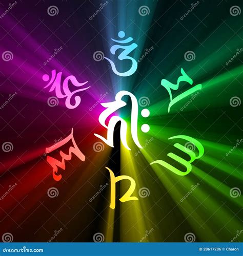 Buddha Mantra Six Word Light Flare Royalty Free Stock Image Image