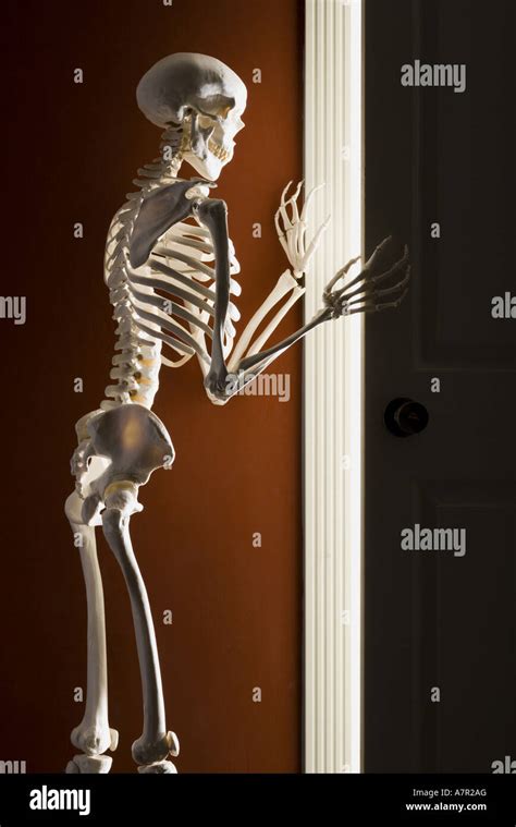 Skeleton Opening Door Stock Photo Alamy