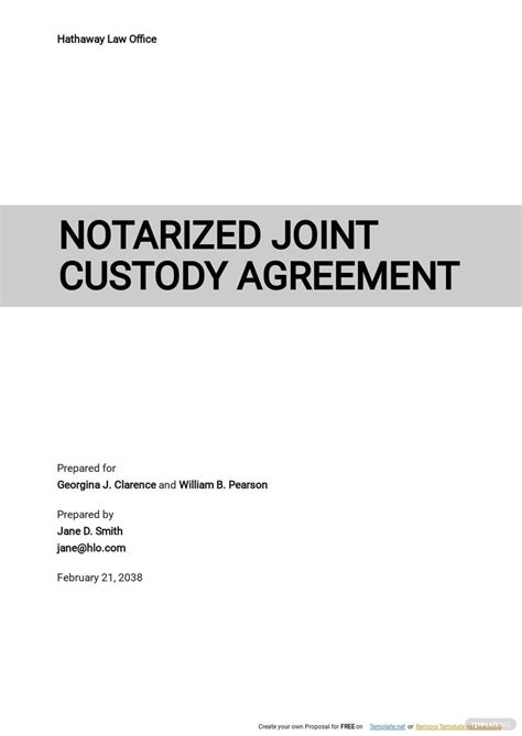 Notarized Joint Custody Agreement Template - Google Docs, Word, Apple ...