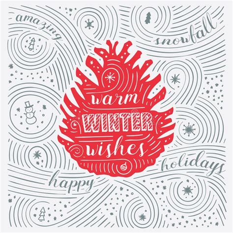 Winter Card The Lettering Warm Winter Wishes New Year Christmas