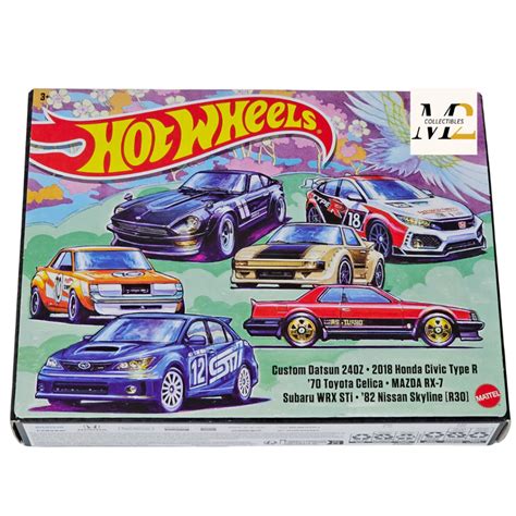 Hot Wheels Japanese Car Culture Set Custom Datsun Civic Type R Celica Mazda RX Subaru
