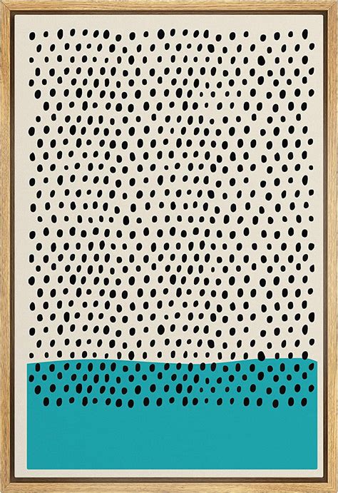 Aazaqtin Canvas Print Wall Art Black Dots With Teal Color Block