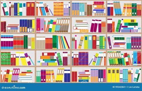 Bookshelf Background. Shelves Full of Colorful Books. Home Library with ...