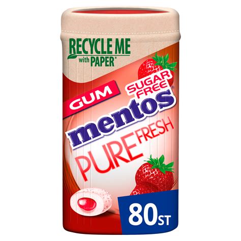 Mentos Gum Pure Fresh Aardbei Paperboard Per Pot 80 St