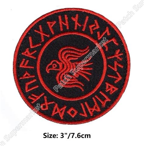 Odins Raven Norse Viking Runes Patches Embroidered Compass Mythology