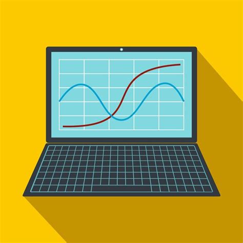 Computadora Port Til Con Icono De Gr Fico De Negocios En Estilo Plano