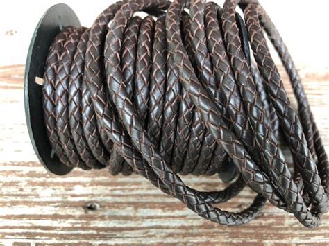 Mm Dark Brown Bolo Braided Leather Excellent German Leather All