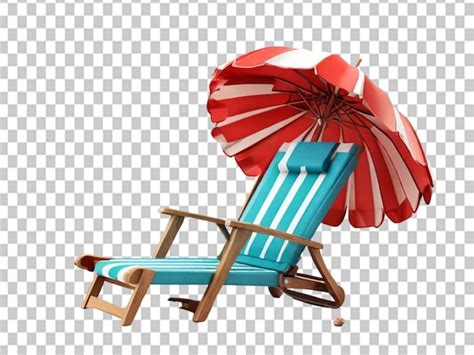 Premium Psd 3d Beach Chair And Umbrella On Object Background