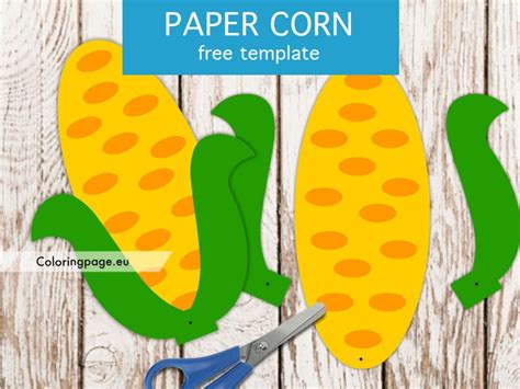Paper corn craft template | Coloring Page